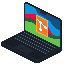 A pixel art MacBook displaying the Git logo